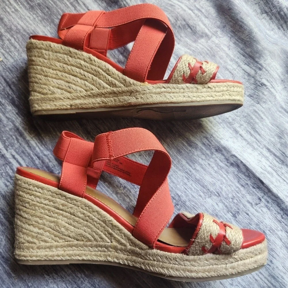 G.H. Bass & Co Coral Wedge Espadrille Sandals Women Size 10 Fabric‎ Elastic